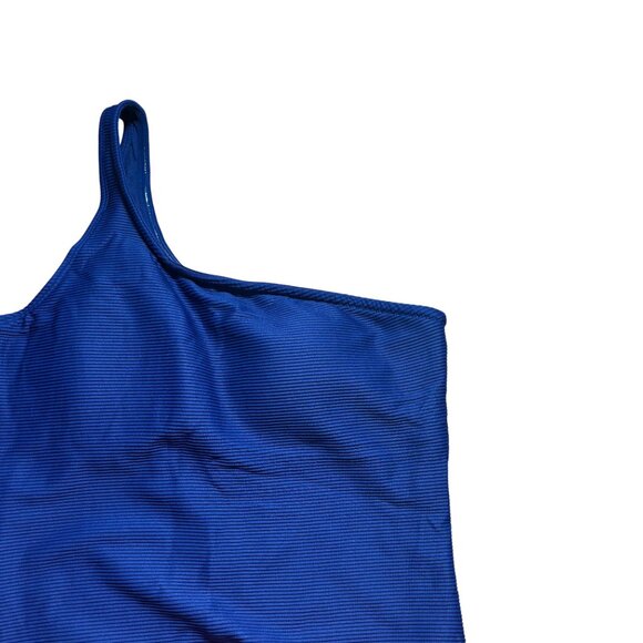 RACHEL Rachel Roy Ribbed One-Shoulder 1-Piece Swimsuit Blue Size Small NWT! - Picture 3 of 7